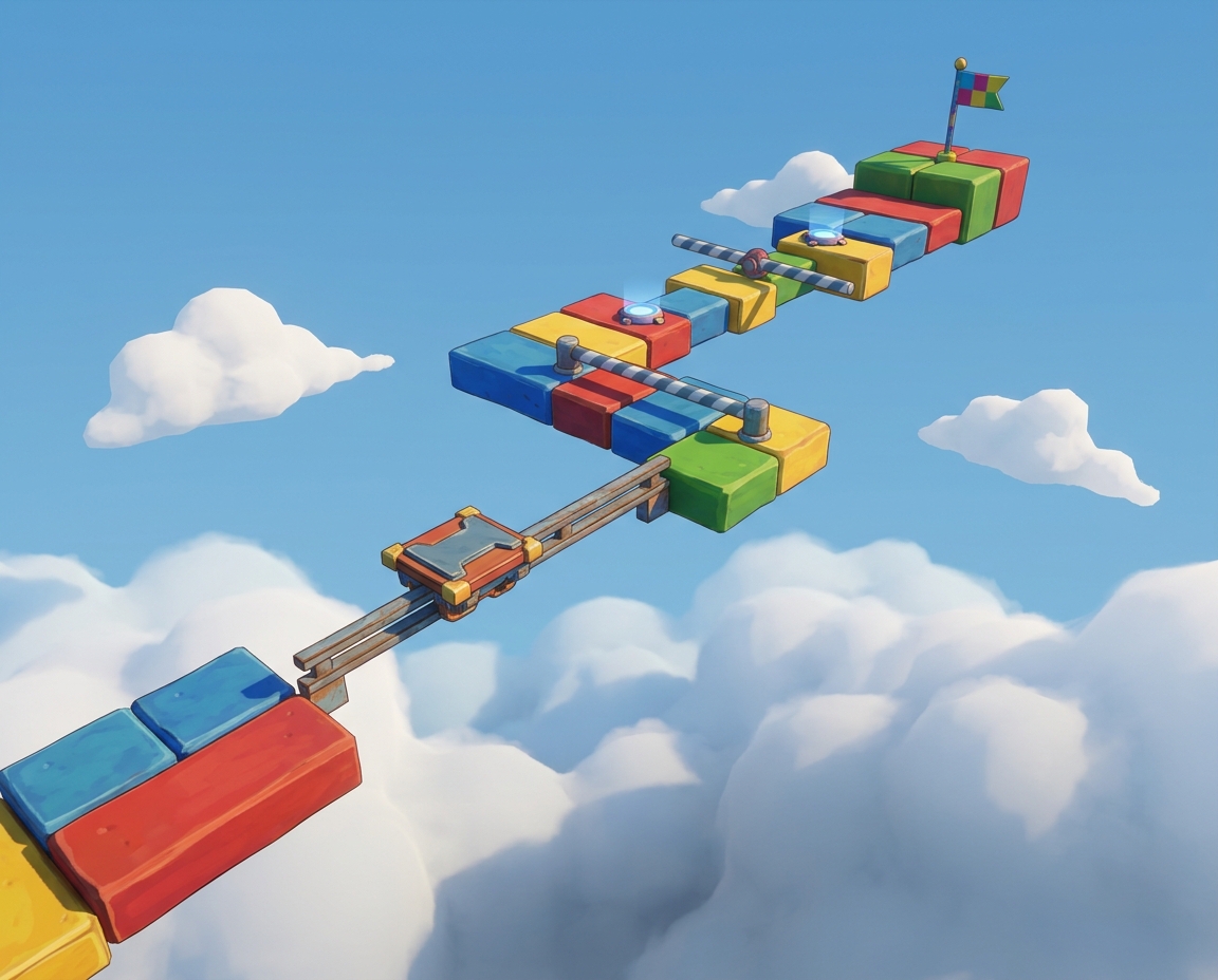 Floating obstacle course with checkpoints